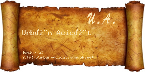 Urbán Acicét névjegykártya